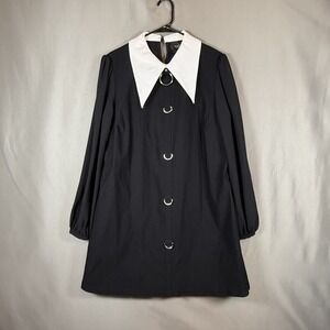 Killstar Scyla Mini Dress Goth Witch Wednesday Addams Collar D-rings Women's XL